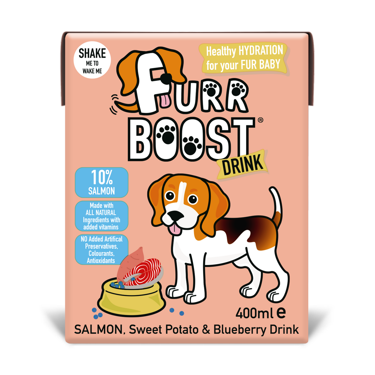 Fur Boost 狗狗飲品 - 三文魚、紅薯和藍莓 400 毫升(盒裝)