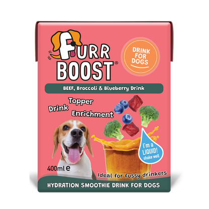 Fur Boost drink for dogs - Beef, Broccoli and Blueberry 400ml (carton)