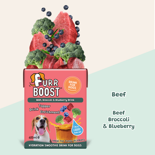 Fur Boost drink for dogs - Beef, Broccoli and Blueberry 400ml (carton)