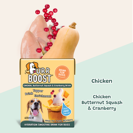 Fur Boost drink for dogs - Chicken, Butternut Squash and Cranberry 400ml (carton)