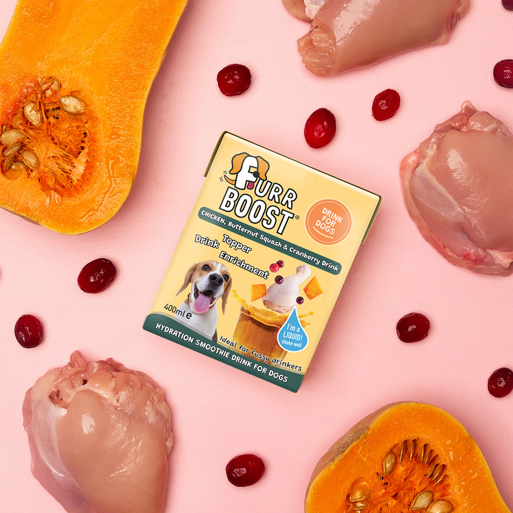 Fur Boost drink for dogs - Chicken, Butternut Squash and Cranberry 400ml (carton)