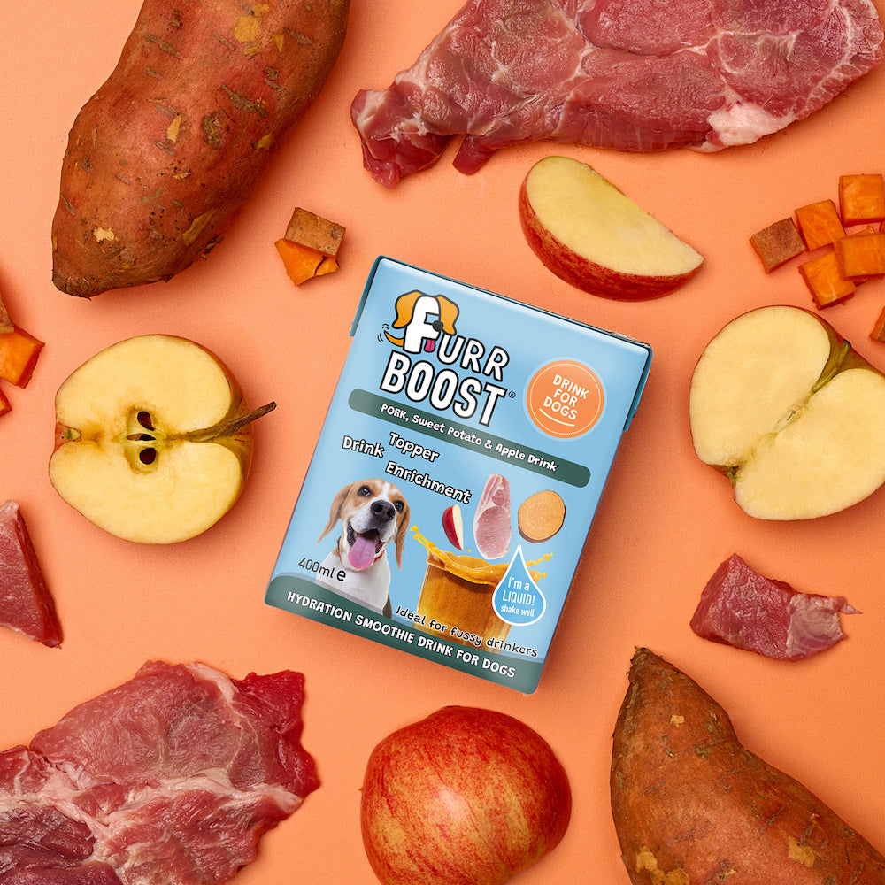 Fur Boost drink for dogs - Pork, Sweet Potato and Apple 400ml (carton)