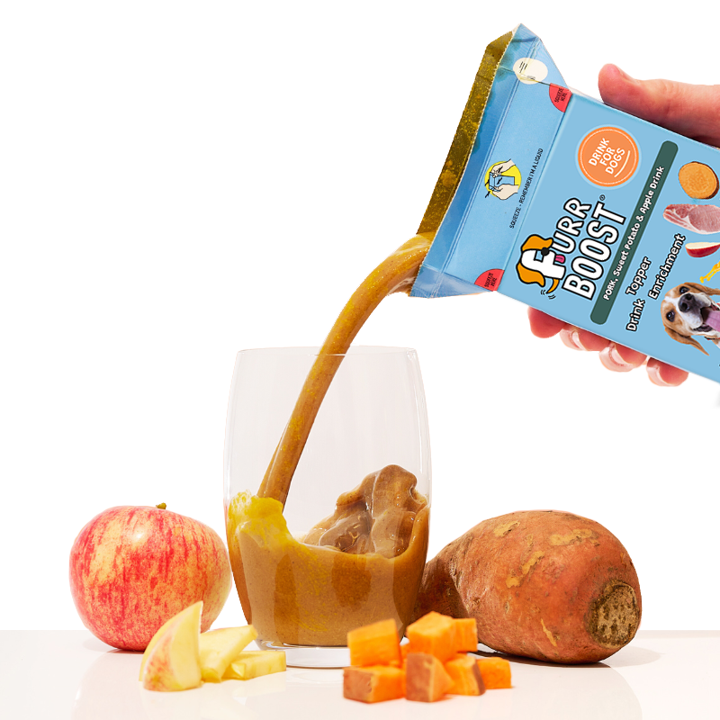Fur Boost drink for dogs - Pork, Sweet Potato and Apple 400ml (carton)